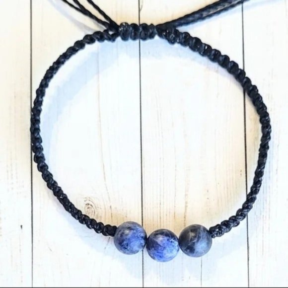 Sodalite 3 Bead Knotted Bracelet - Picture 2 of 3